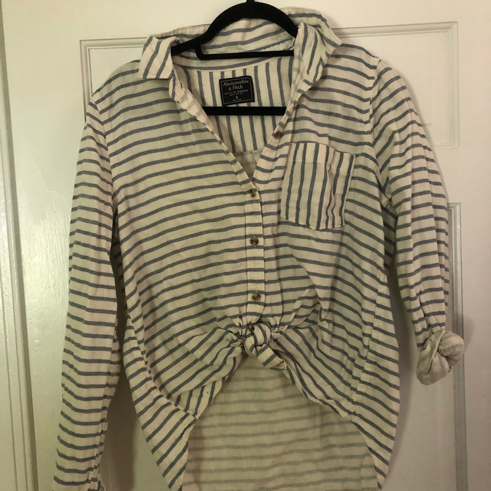 Abercrombie blue and white striped button down